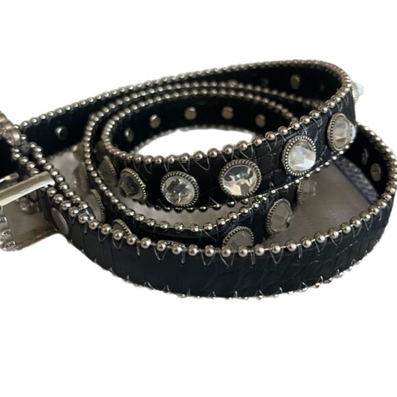 Brielle black belt with large rhinestones silver hardware SIZE M - Picture 9 of 9